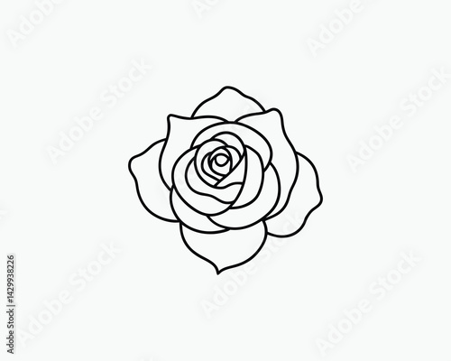 Rose Coloring Page Flower Outline Drawing for Relaxing Coloring