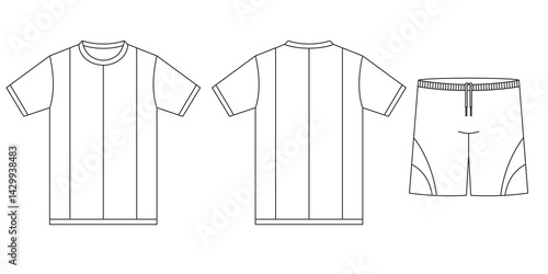 T-shirt jersey mockup outline isolated sport background clothing template tee kit flat