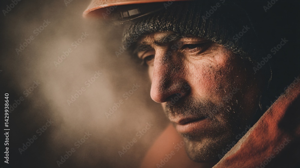 Rescue Worker Responding to Earthquake Crisis Urban Disaster Zone Documentary Portrait Intense Environment