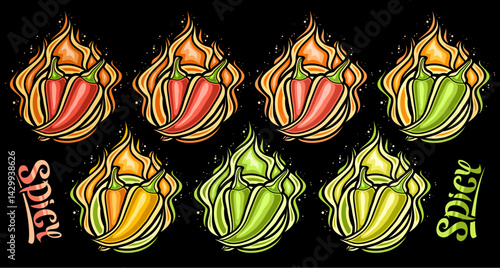Vector Spicy Chili Pepper Set