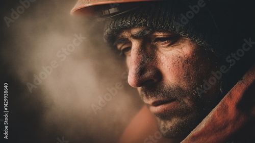 Obraz na płótnie Rescue Worker Responding to Earthquake Crisis Urban Disaster Zone Documentary Portrait Intense Environment w salonie
