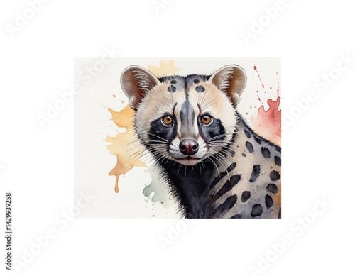 African Civet watercolor painting vector image
