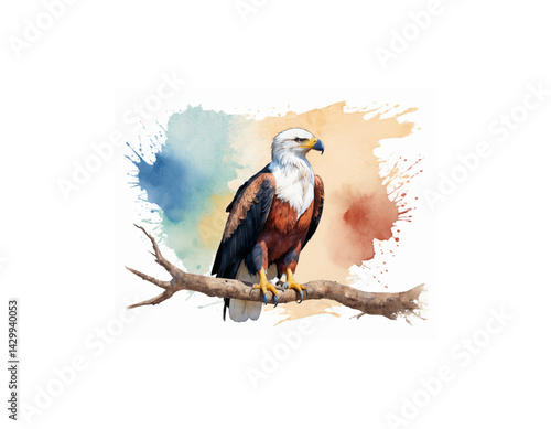 African Fish Eagle watercolor painting vector image