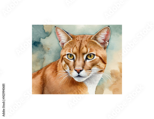 African Golden Cat watercolor painting vector image
