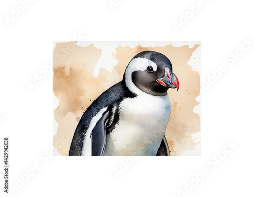 African Penguin watercolor painting vector image
