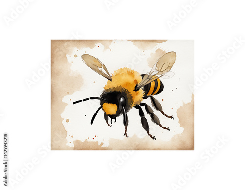 Africanized bee (killer bee) watercolor painting vector image
