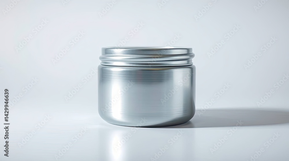 Metallic, cylindrical, storage container with a double-sealed lid. Metallic, cylindrical, storage container with a double-sealed lid.