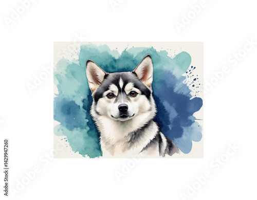 Alaskan Klee Kai watercolor painting vector image
