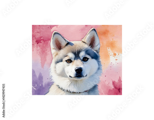 Alaskan Klee Kai watercolor painting vector image
