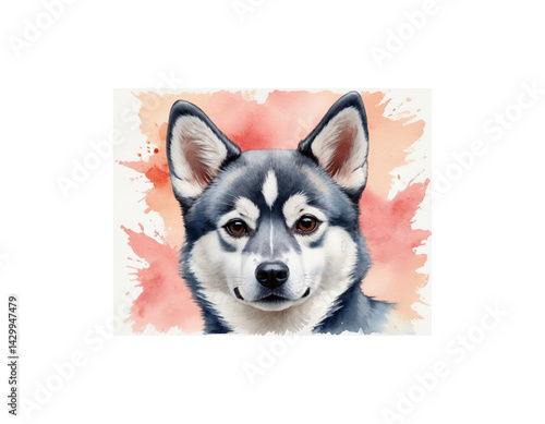 Alaskan Klee Kai watercolor painting vector image
