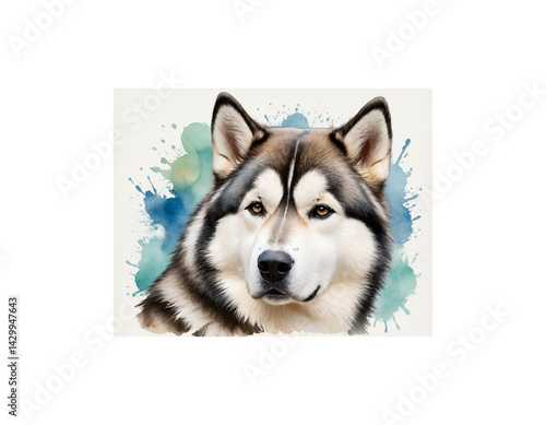 Alaskan Malamute watercolor painting vector image
