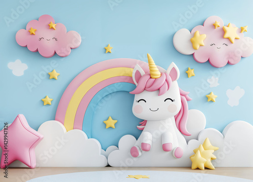 Enchanted Unicorn Smash the Cake Backdrop for First Birthday Photography