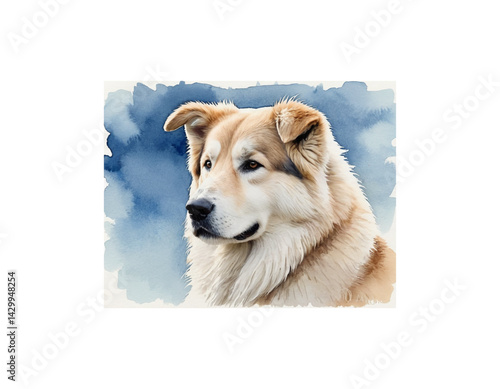 Alaskan Shepherd watercolor painting vector image
