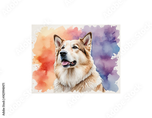 Alaskan Shepherd watercolor painting vector image
