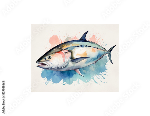 Albacore Tuna watercolor painting vector image
