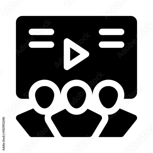 Video lecture glyph icon