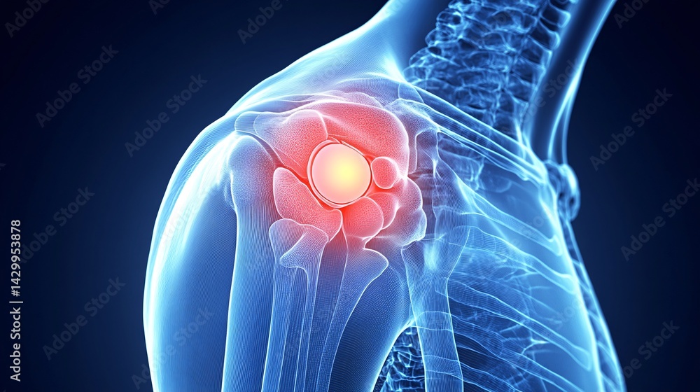 digital illustration of shoulder pain and inflammation highlighting joint arthritis or injury digital illustration of shoulder pain and inflammation highlighting joint arthritis or injury