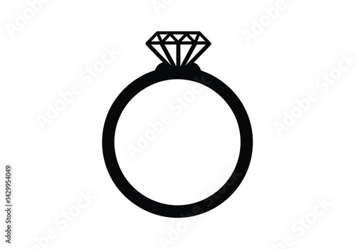 Wedding ring silhouette. This image showcases a wedding ring, also referred to as a marriage band or engagement ring, symbolizing love and unity. Vector clipart illustration design.