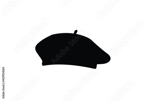 Beret silhouette. This image depicts a classic beret, also known as a French hat, showcasing its timeless and iconic style. Vector clipart illustration design.