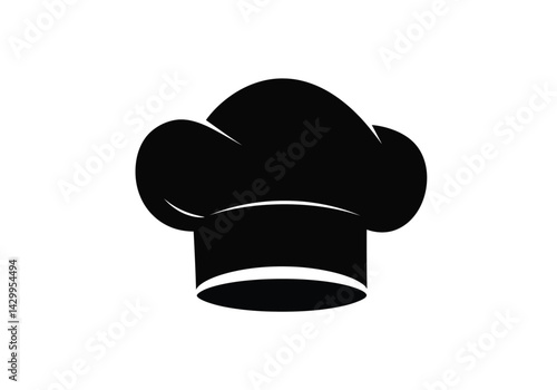 Chef hat silhouette. This image shows a black silhouette of a chef hat, also known as a toque or cook hat, used in culinary professions. Vector clipart illustration design.