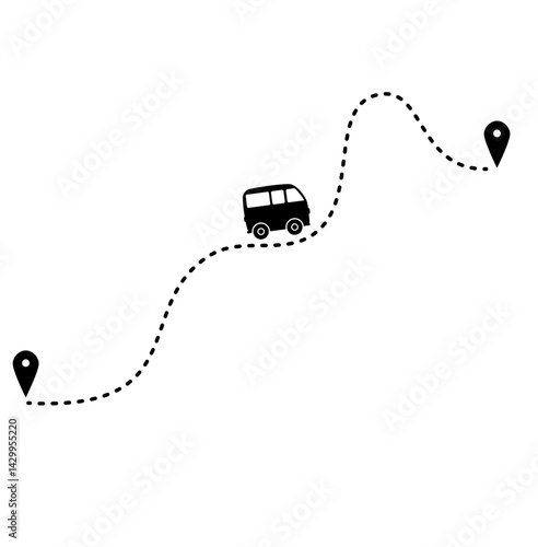 travel route doodle illustration