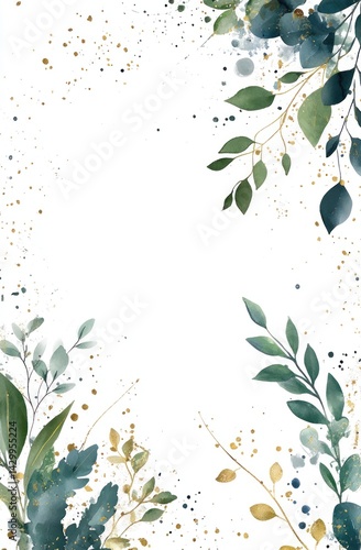 Wallpaper Mural Watercolor Leaves And Splatter Design With White Background Torontodigital.ca