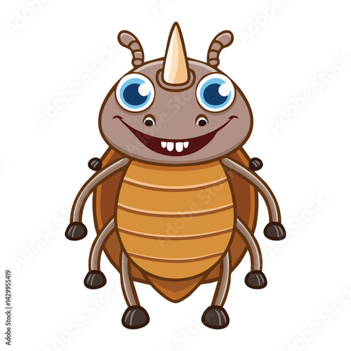 Cute Cartoon Rhinoceros Beetle