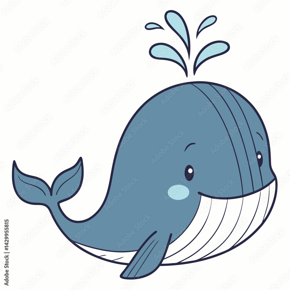 Naklejka premium Minimalist Whale with Water Splash