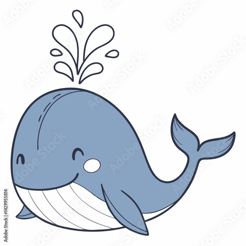 Minimalist Whale with Water Splash