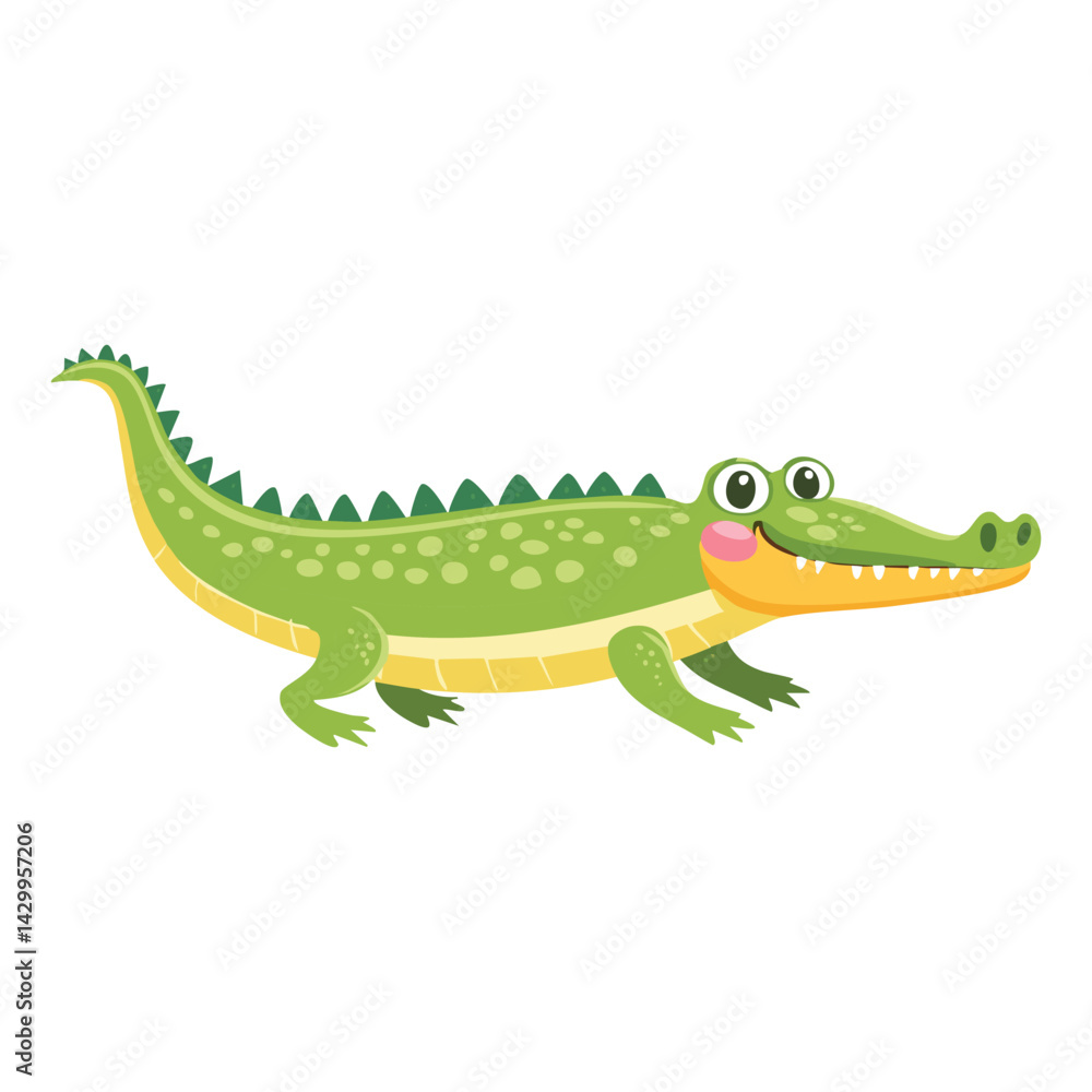 Obraz premium Smiling Cartoon Crocodile