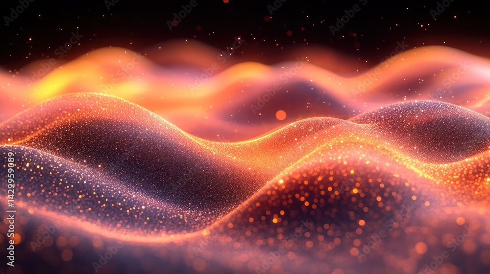 Glowing Orange Particle Waves. Glowing Orange Particle Waves.