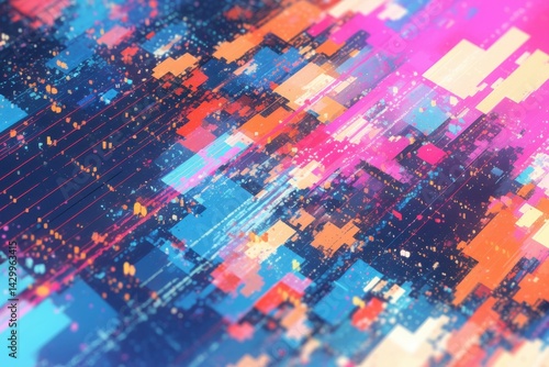 RGB Channel Split Digital Canvas with Gaussian Blur and Pixel Artifacts for Tech Branding and Web Design Concepts
