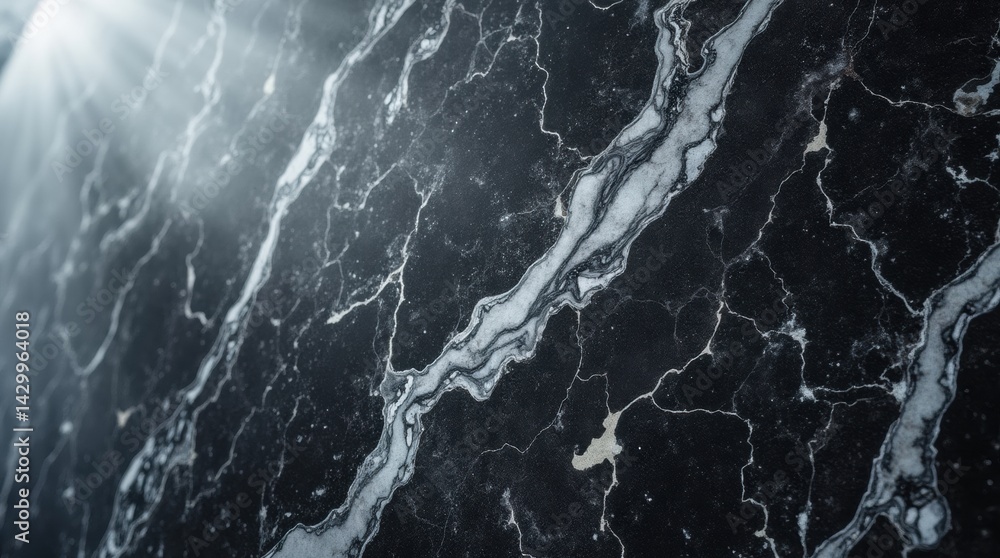 Close-up of a large marble slab with black and white swirls, soft smoke in the background, luxurious modern aesthetic Close-up of a large marble slab with black and white swirls, soft smoke in the background, luxurious modern aesthetic