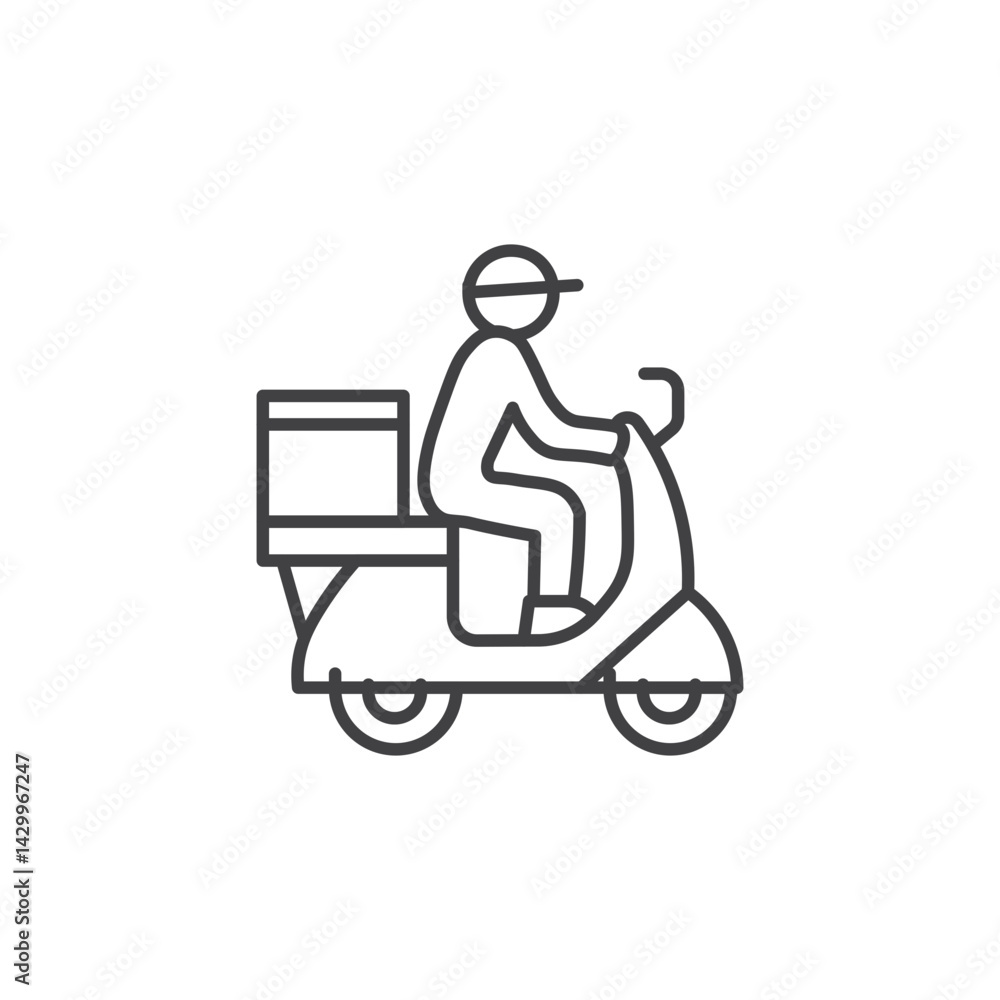 Delivery man riding motorcycle icons vector icon design. modern flat and line design Delivery man riding motorcycle icons vector icon design. modern flat and line design