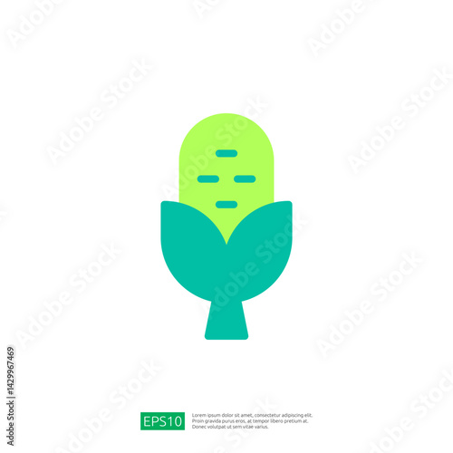Vibrant Farming Icon Representing Agricultural Growth with Corn Plant and Leaf Design
