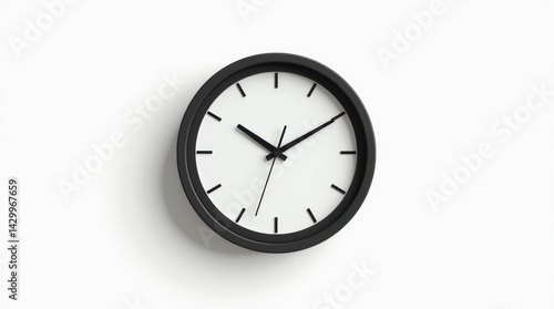 Wallpaper Mural Photorealistic studio shot, classic round wall clock with black frame and white face, black hour and minute hands, isolated on pure white background  Torontodigital.ca