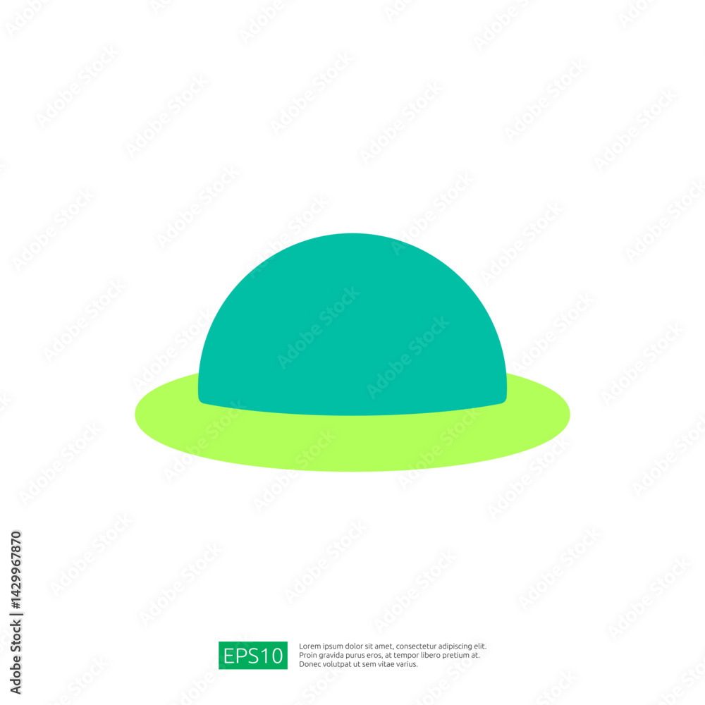 Simple Geometric Icon Illustrating Round Green Farm Field with Bright Lime Circle Base Simple Geometric Icon Illustrating Round Green Farm Field with Bright Lime Circle Base