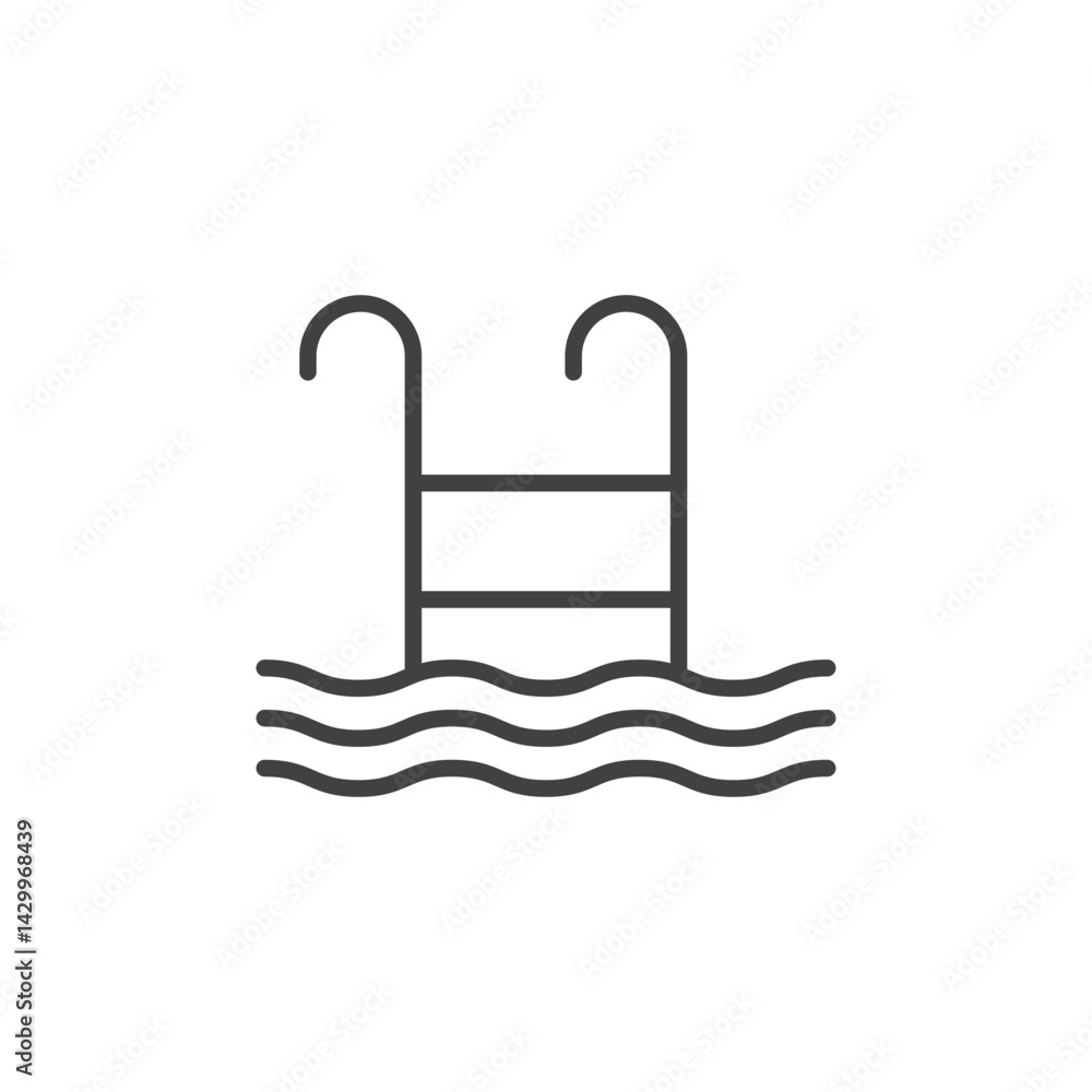 Ladder in swimming pool icons vector icon design. modern flat and line design Ladder in swimming pool icons vector icon design. modern flat and line design