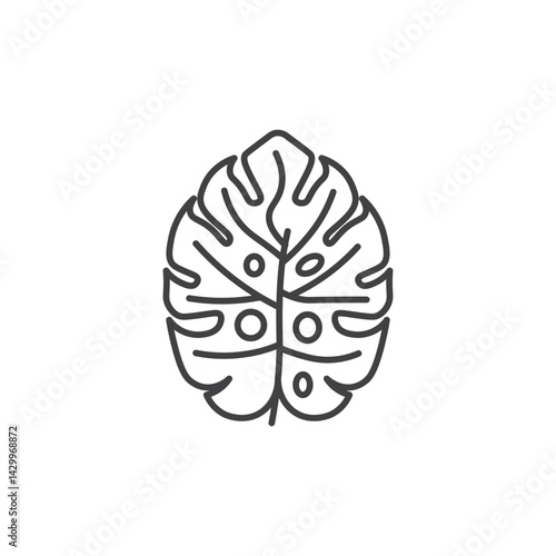 Monstera deliciosa plant leaf icons vector icon design. modern flat and line design