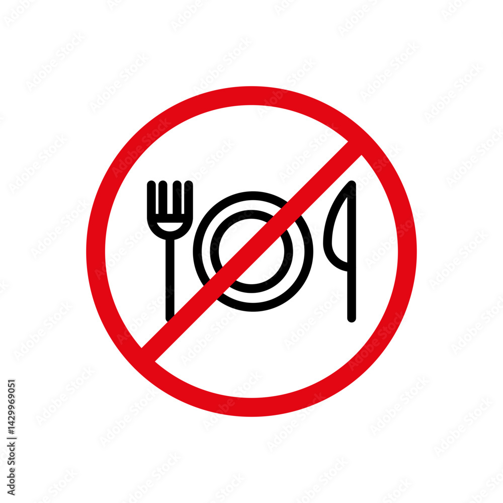 No eating sign vector icon design. modern flat and line design No eating sign vector icon design. modern flat and line design