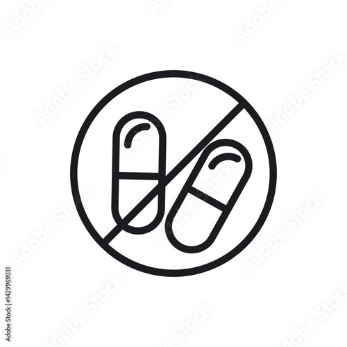 No drugs sign vector icon design. modern flat and line design