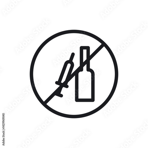 No drugs or alcohol sign vector icon design. modern flat and line design
