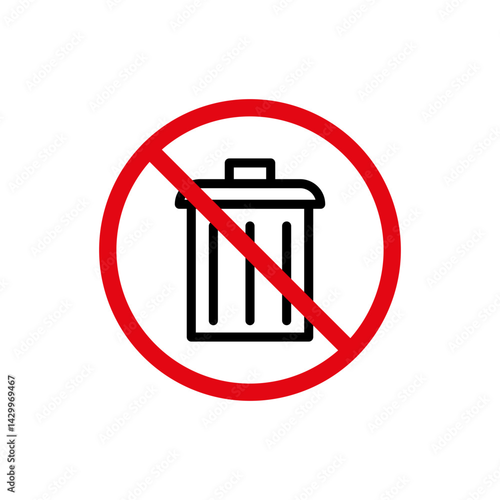 No trash sign vector icon design. modern flat and line design No trash sign vector icon design. modern flat and line design