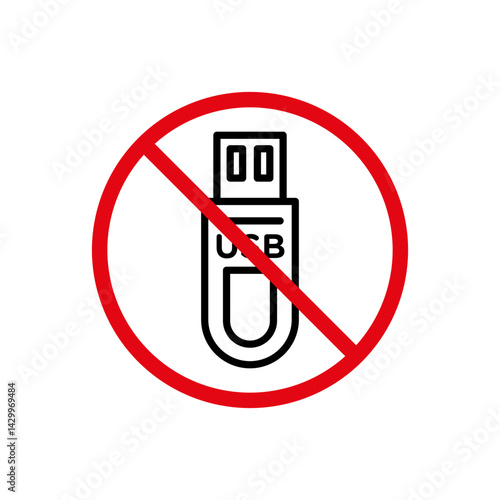 Fényképezés No USB flash drive sign vector icon design