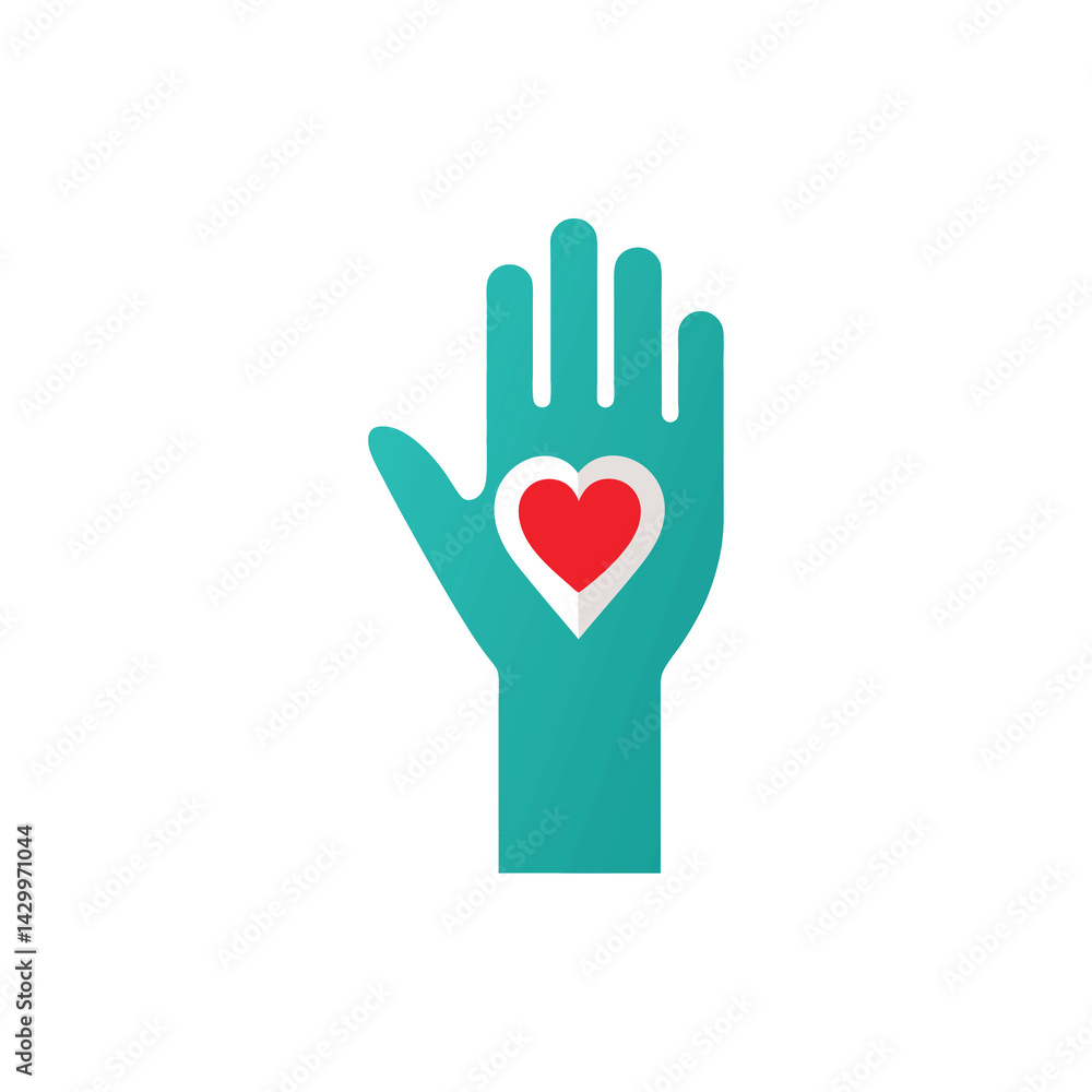 Fototapeta premium Raised Hand Holding Heart Icon on Transparent Background
