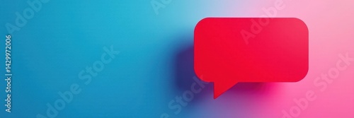 Free Download Bright red speech bubble on vibrant blue & pink gradient background , symbol, backdrop - GFXLoad