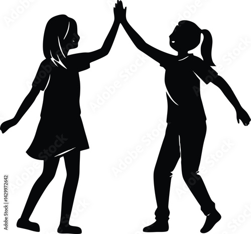 Two Friends High Fiving Silhouette