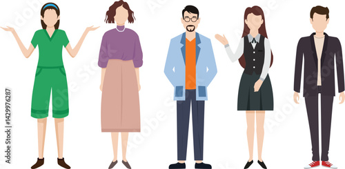 People Vector Collection 5 Different Occupations Illustration