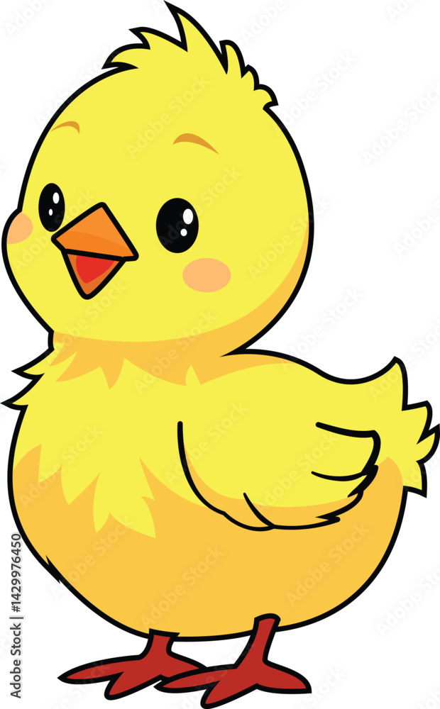 Fototapeta premium Cartoon Chick Cute Yellow Chicken Baby Vector