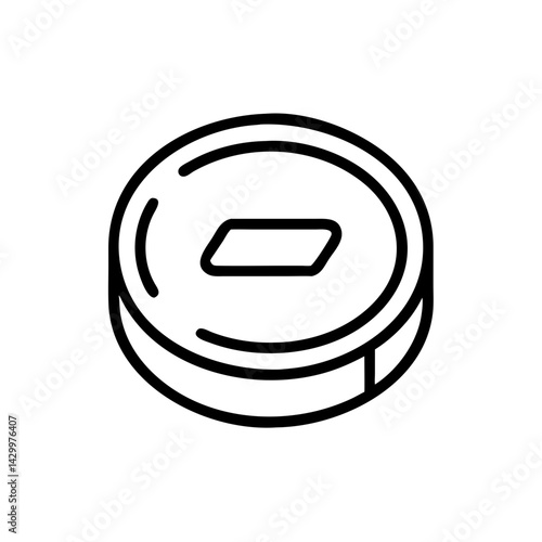 Coin with Straight Lines and Shapes in Minimalist Style  